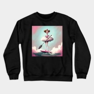 Quirky ballerina wearing her tutu on a stand up paddle board. Crewneck Sweatshirt